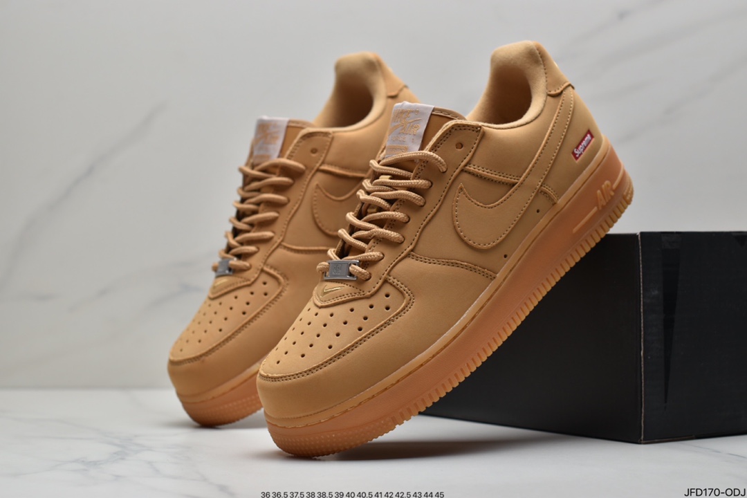 170 Supreme x Nike Air Force 1 Low’07”Wheat Flax”空军一号板鞋DN1555-200