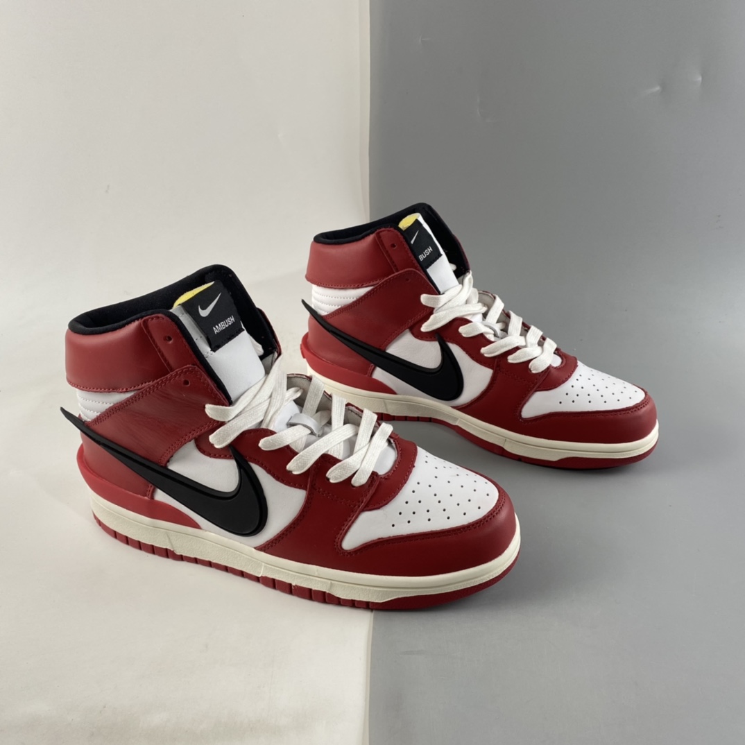 P380  AMBUSH x NIKE SB Dunk High 滑板鞋高帮联名芝加哥白红 CU7544-102
