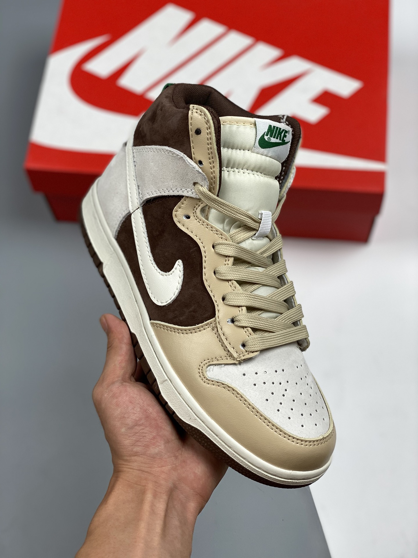 Nike Dunk High Light Chocolate chocolate material de capa superior original, molde exclusivo procesado por destilación,…