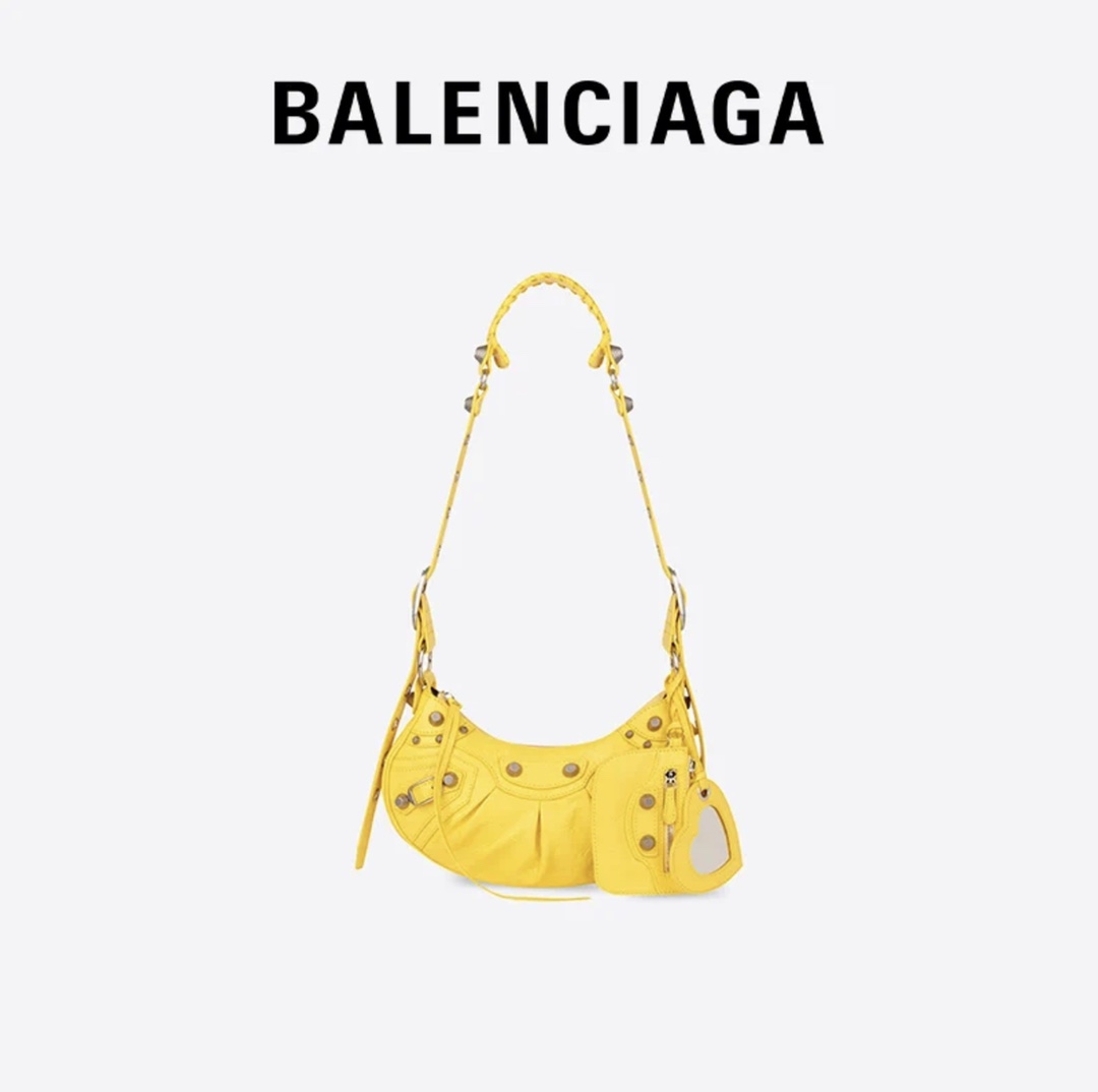 Balenciaga Le Cagole 26CM 抓皱牛皮月牙包 671309亮黄色