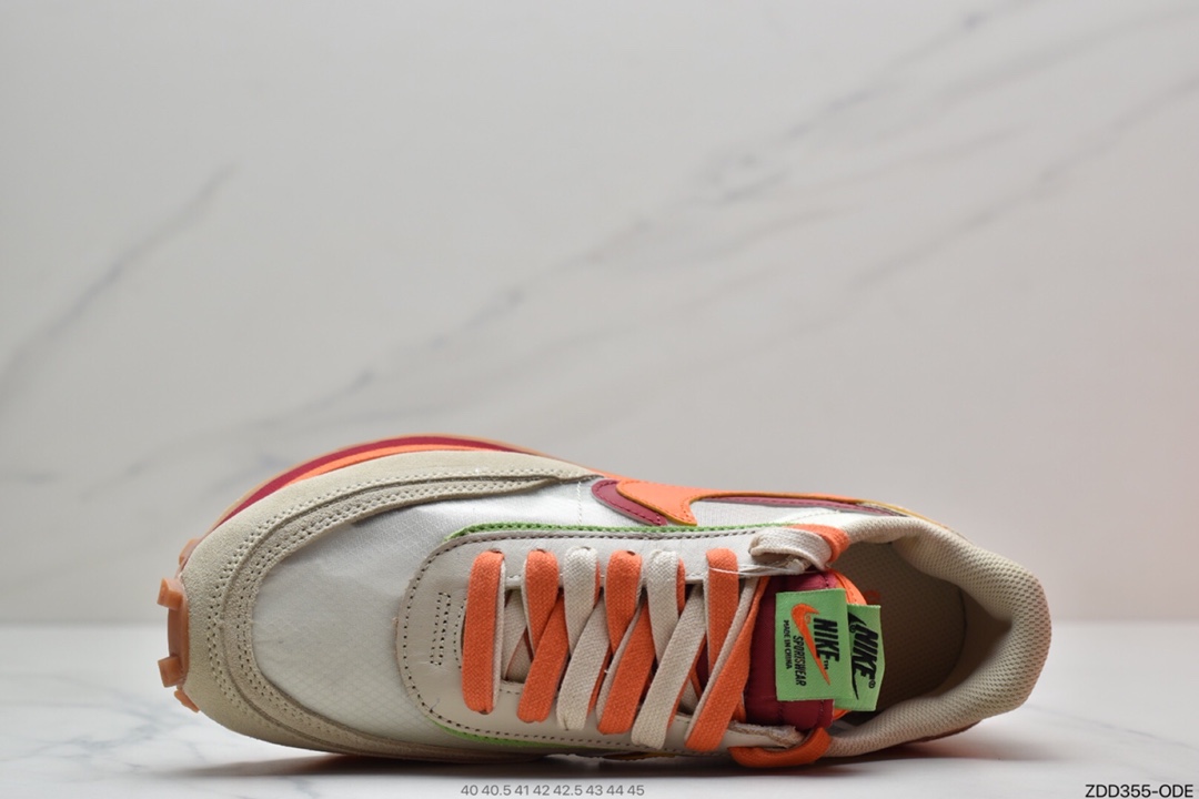 230 CLOT x Sacai x Nike LDV Waffle Daybreak”Net/Orange Blaze-Deep Red-Green”慢跑鞋DH1347-100