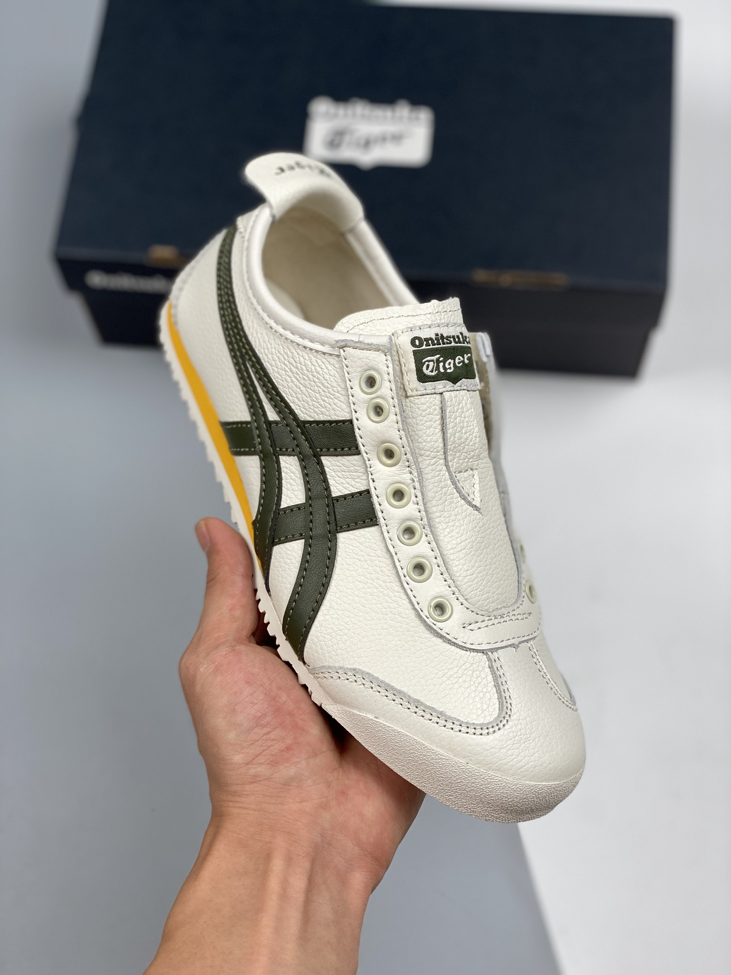 Asics Onitsuka tiger original, color verde crema, etiqueta original, piel de cordero de primera capa, caja or…