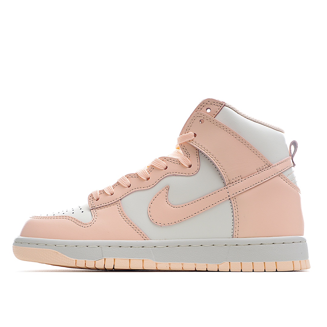 K0 大厂出品 Nike SB 高帮版Dunk High “Crimson Tint” 淡粉 原厂原档案开发，原盒原标，原厂皮料，做工细节全方位比对原鞋。