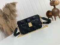 Replica Online
 Louis Vuitton Handbags Camera Bags Apricot Color Black Red Embroidery Sheepskin Pochette Chains M59046