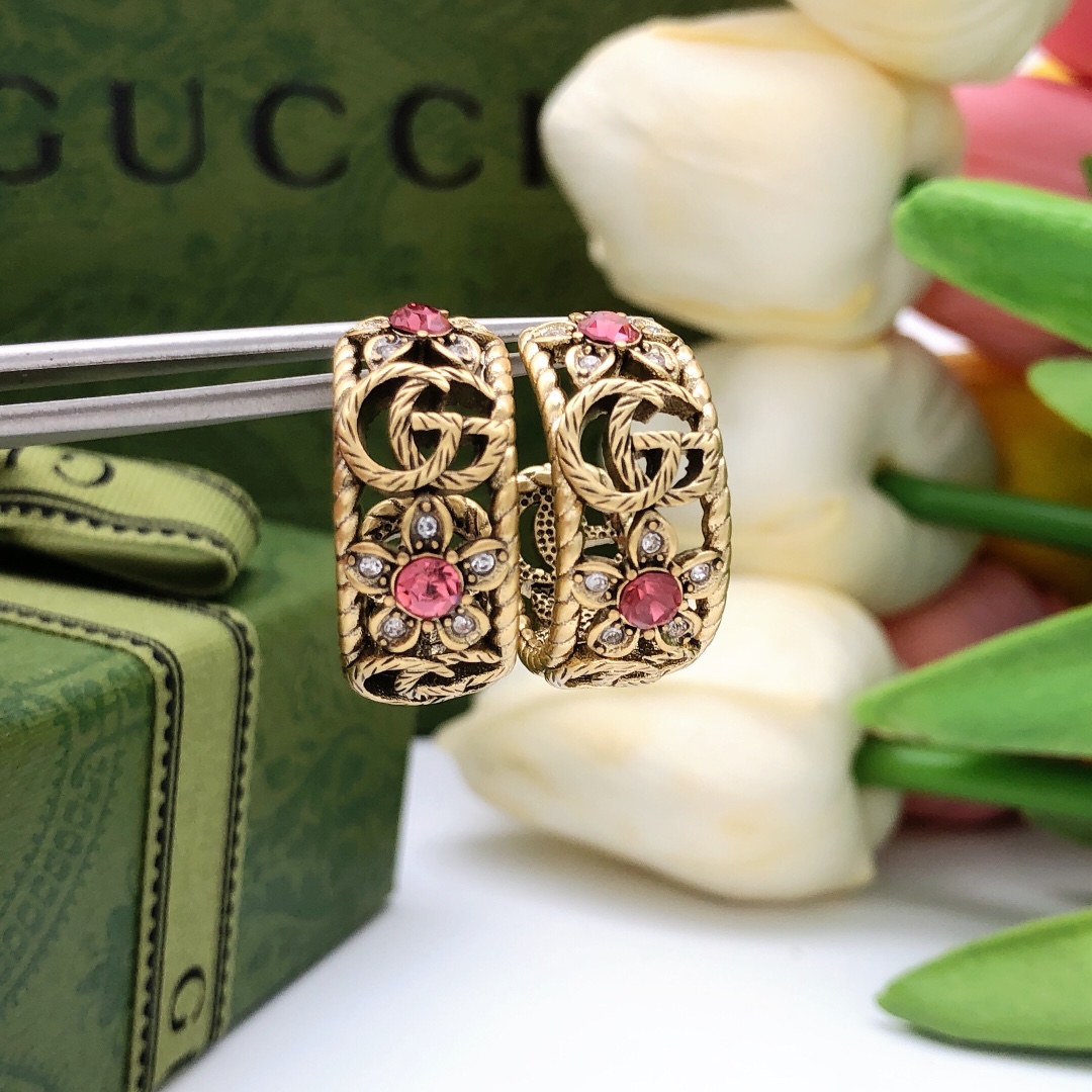 Gucci 古驰gucci 耳钉彩钻GG耳环