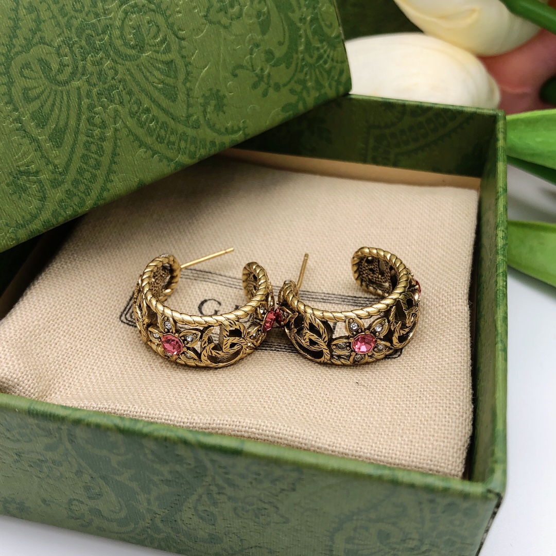 Gucci 古驰gucci 耳钉彩钻GG耳环