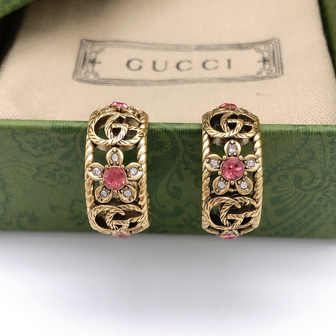 Gucci 古驰gucci 耳钉彩钻GG耳环