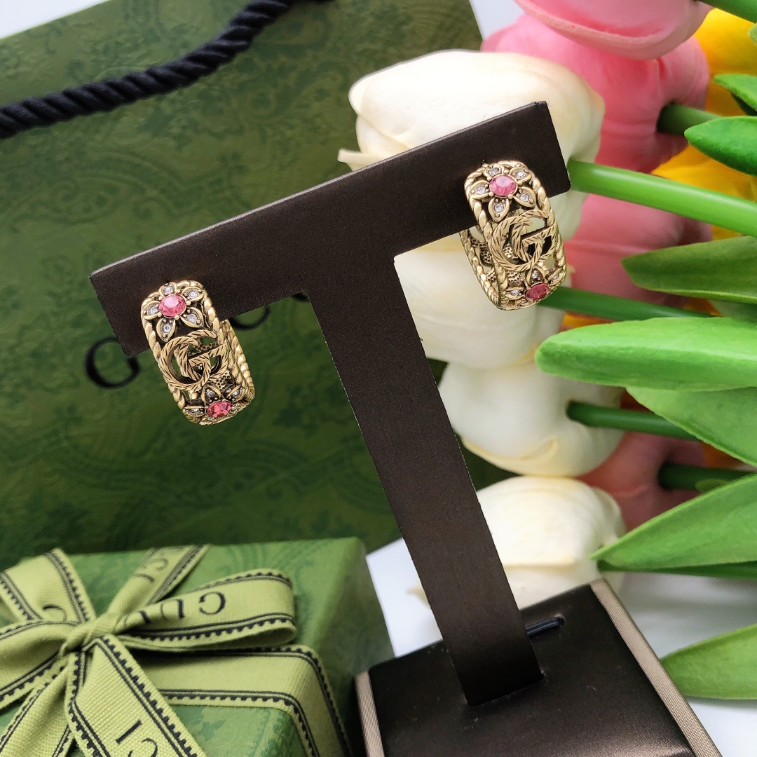 Gucci 古驰gucci 耳钉彩钻GG耳环