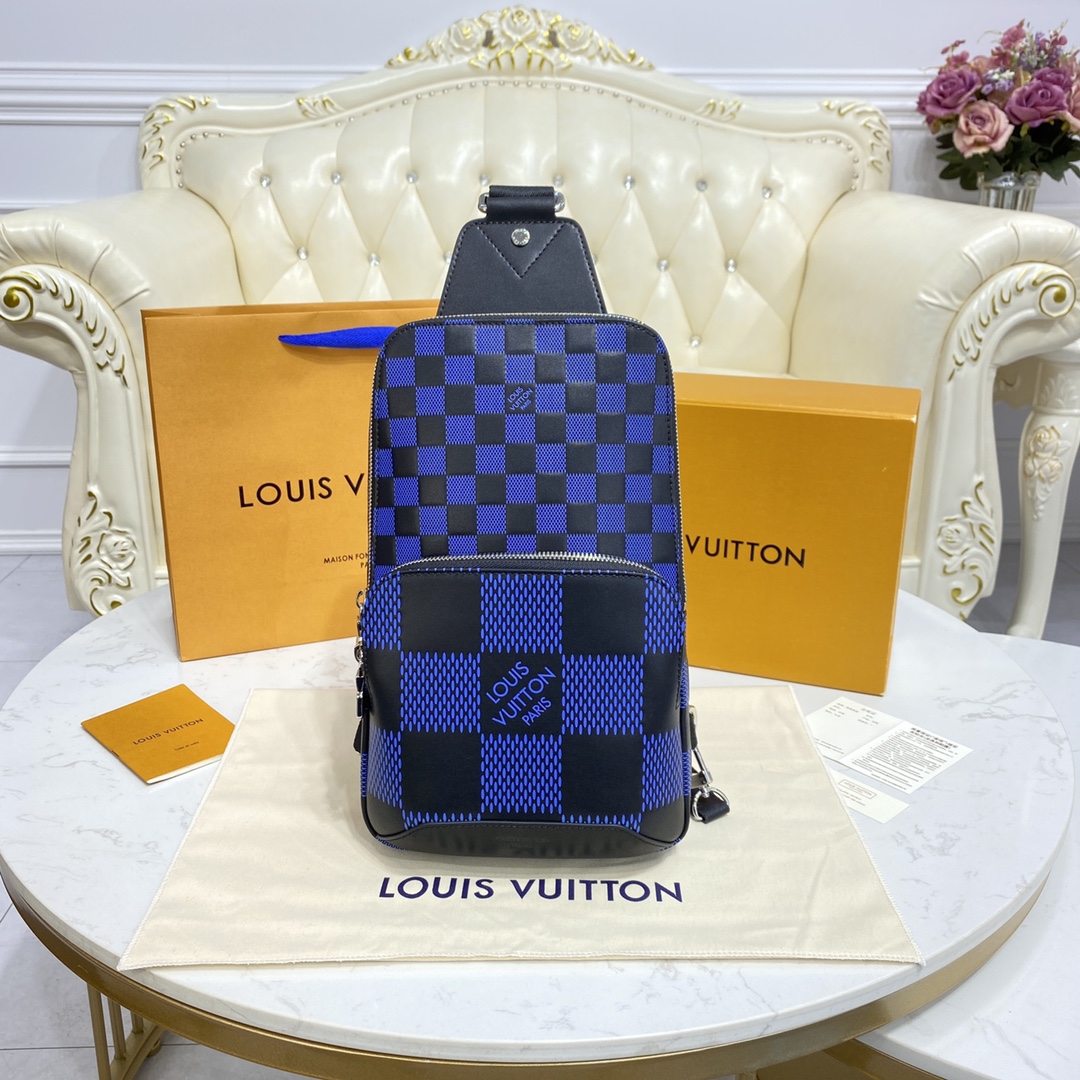 Louis Vuitton LV Avenue Crossbody & Shoulder Bags Blue Grid Damier Infini N50038