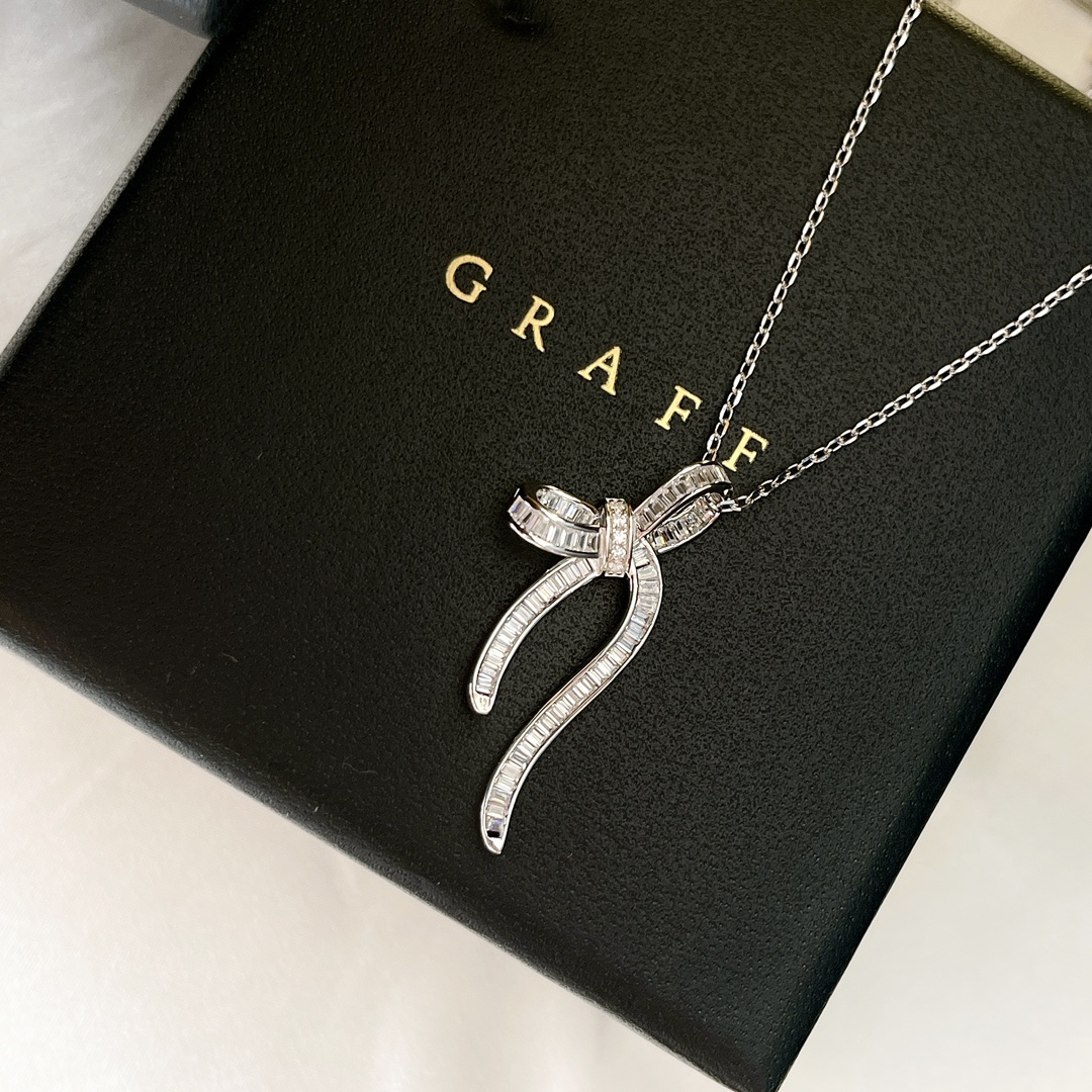 NO:588750,Graff ribbon, bow, row of diamonds, necklace, bow design, classic and versatile, super sweet item, made of imported materials, meticulously crafted, one-to-one customization, original logo necklace, boutique jewelry, necklace19860909Graff 格拉芙 丝带 蝴蝶结 排钻 项链 蝴蝶结设计 经典百搭 超甜美的一款单品 采用进口材质 精工打造一比一定制 原版logo 项链,饰品精品,necklace,Jewelry