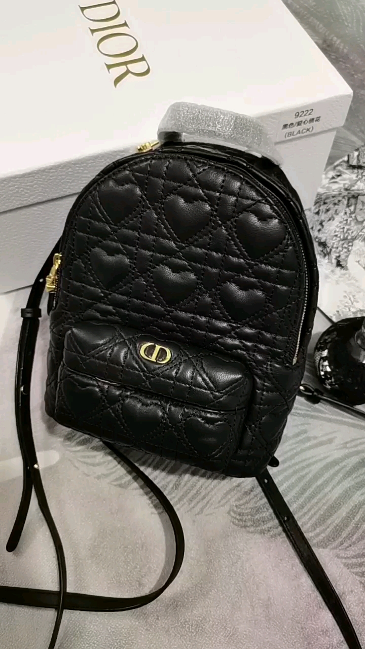 Dior Bags Backpack Black Sheepskin Mini
