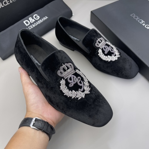 Dolce & Gabbana Velvet Loafers with Embroidered Crest Design 1 Dolce & Gabbana Velvet Loafers with Embroidered Crest Design