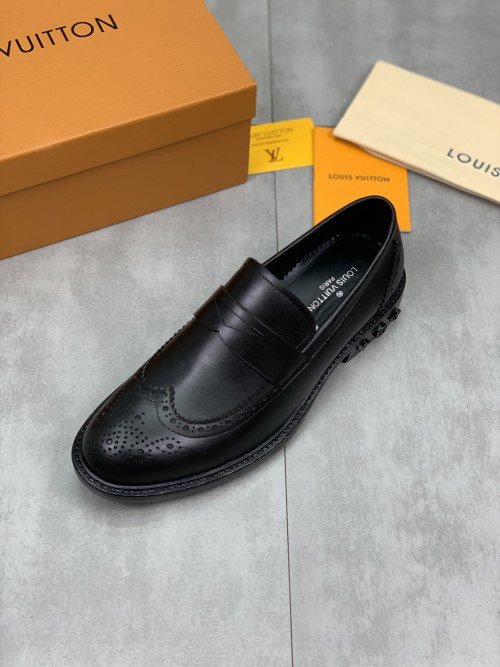 Louis Vuitton Leather Business Loafers - Retro Style, Handmade, Durable Sole