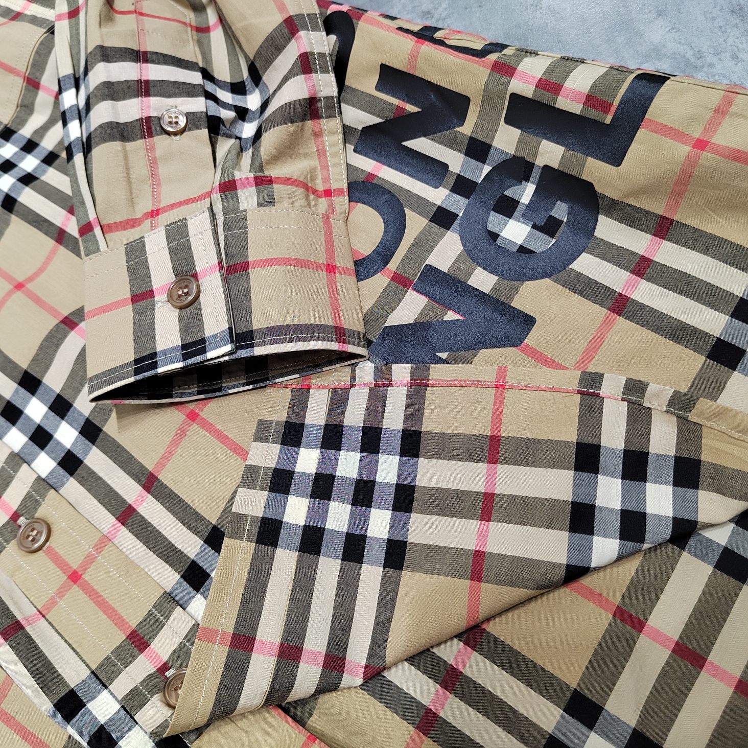 BBR黑字母印花小格府绸棉衬衫,码数S-XXL 7
