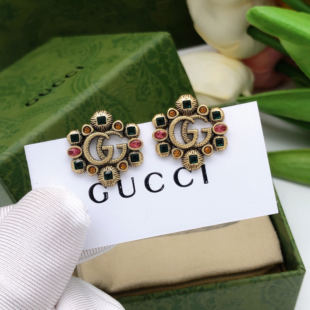 Gucci Sieraden Oorbellen Rood Geel Messing Fashion