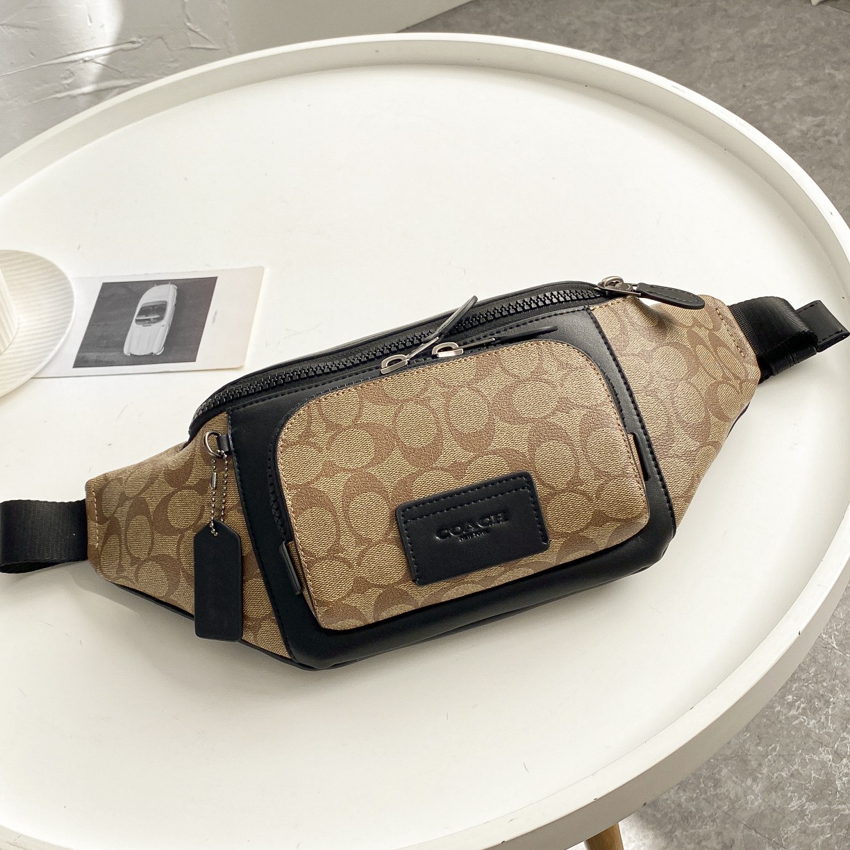 Coach TRACK腰包胸包 C3765老花 纯黑C2716 帅气拼色C2724