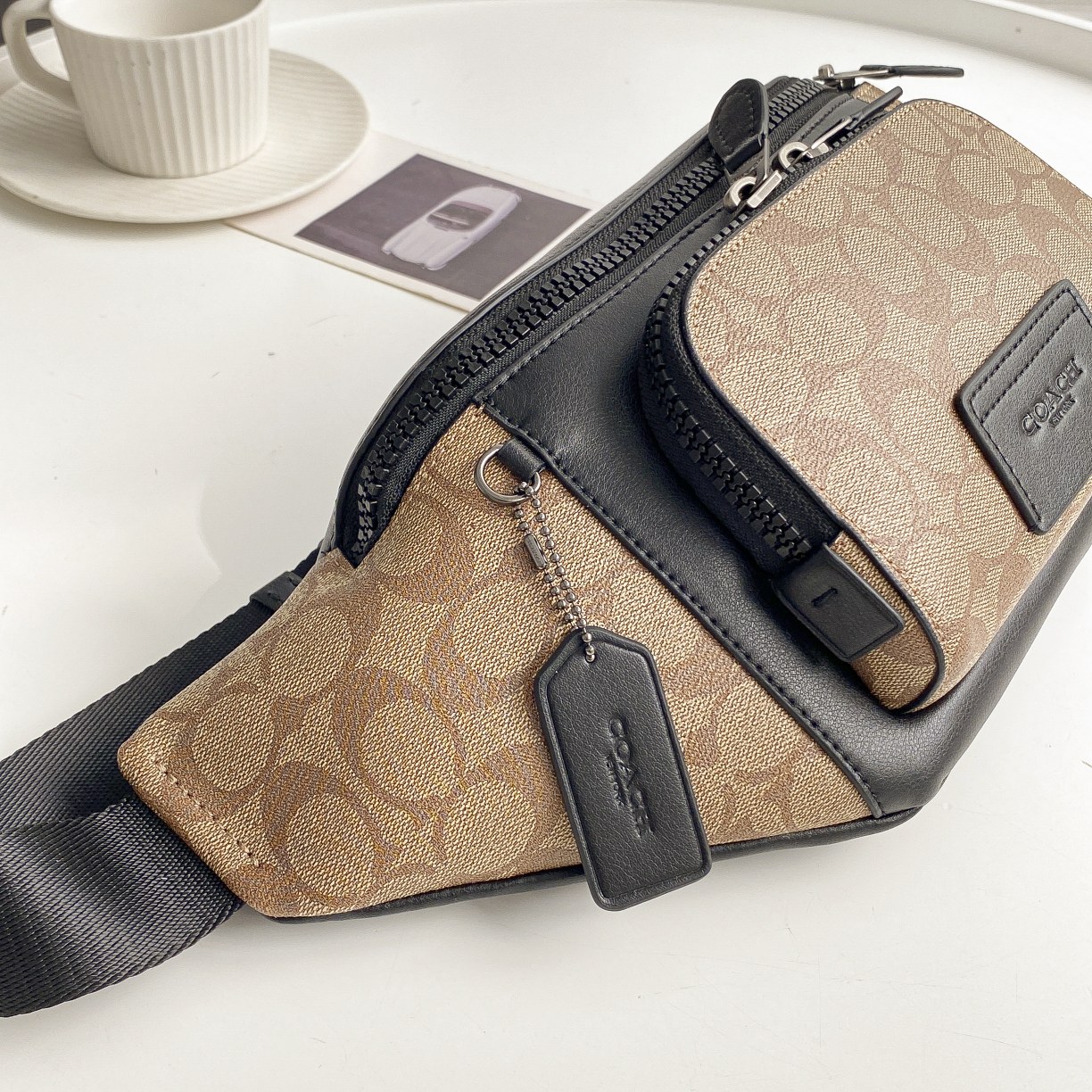 Coach TRACK腰包胸包 C3765老花 纯黑C2716 帅气拼色C2724