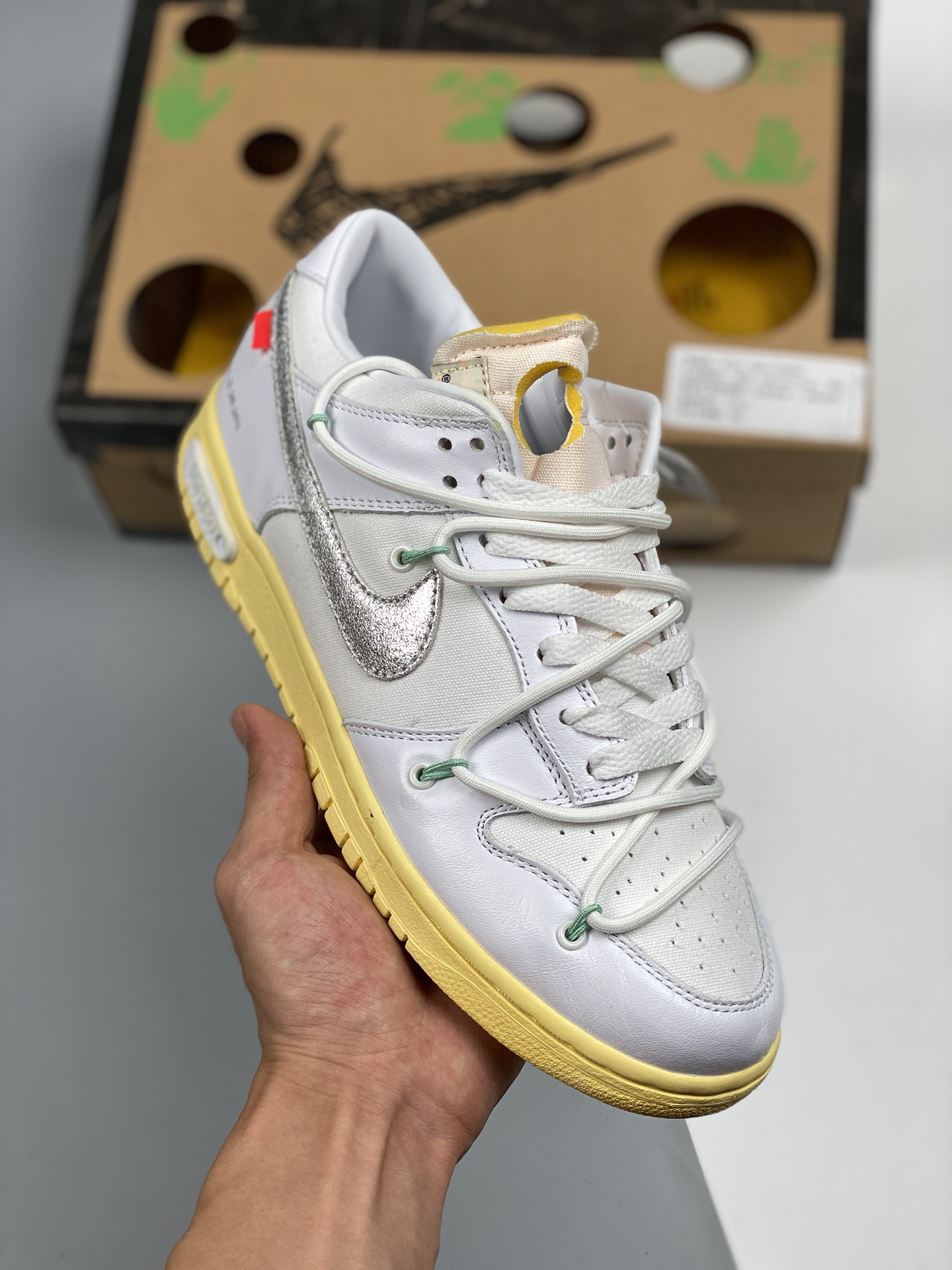 Serie Off-White™ x NK SB Dunk Low "01The 50", producción original de fábrica, caja original, horma original, papel orig…