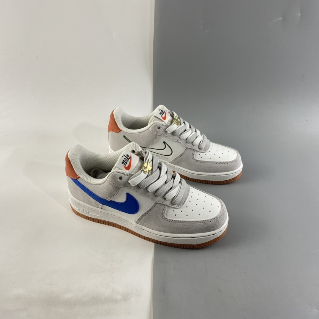 P200  NIKE Air Force 1’07 Low WB 空军一号 米白蓝 金扣50周年 低帮休闲板鞋 DA8302-100
