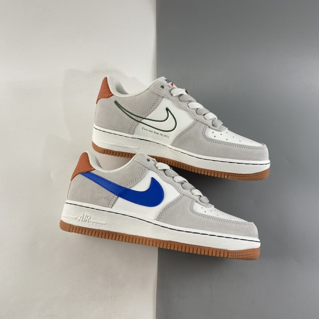 P200  NIKE Air Force 1’07 Low WB 空军一号 米白蓝 金扣50周年 低帮休闲板鞋 DA8302-100