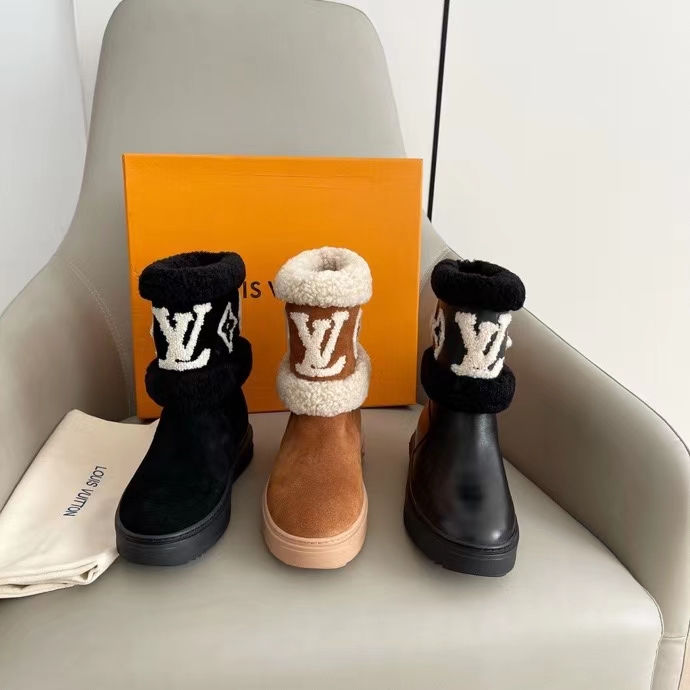 Louis Vuitton Short Boots Black Yellow Cowhide TPU Wool Fall/Winter Collection