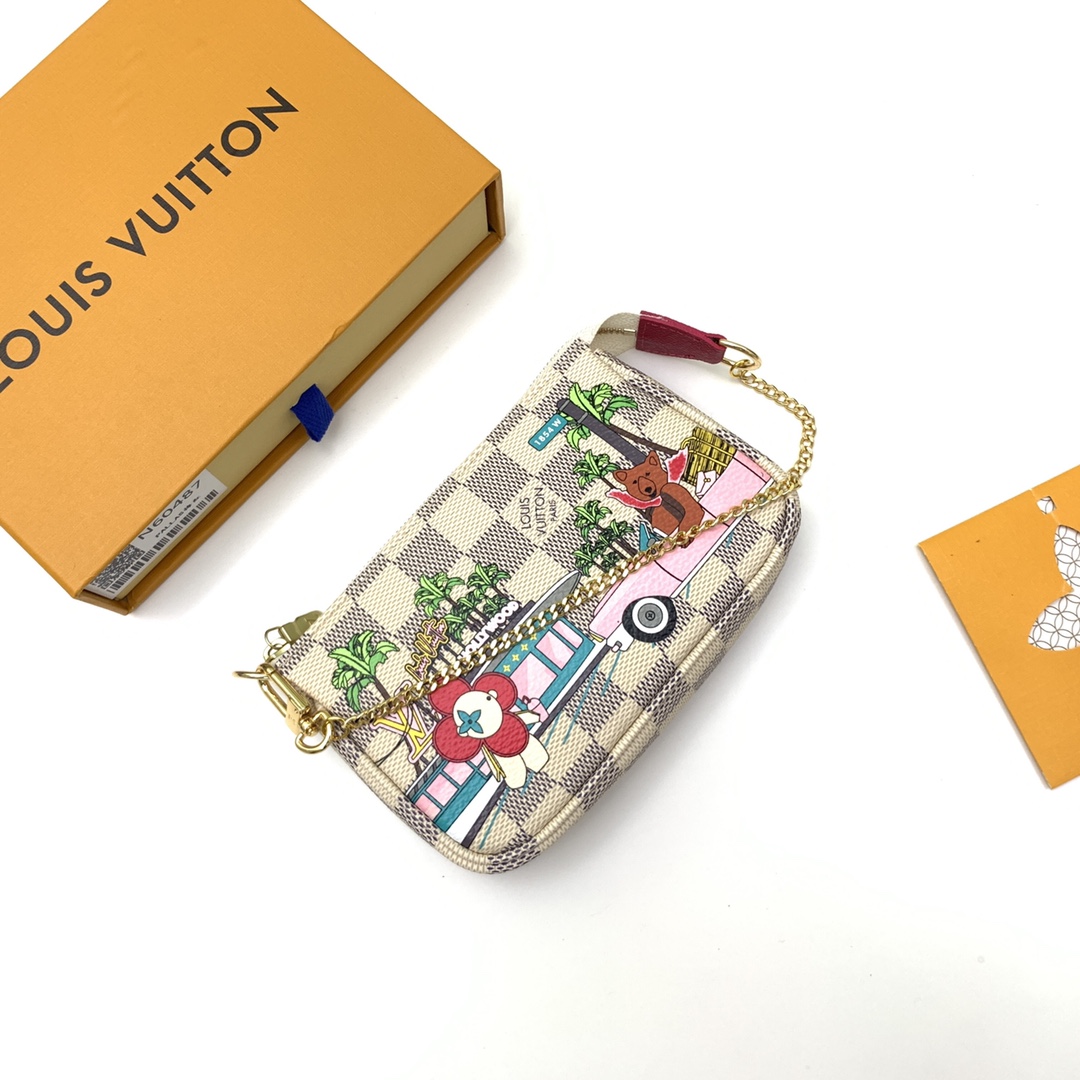 顶级原单】N60487👏👏此款 Mini Pochette Accessoires 手拿包描绘品牌吉祥物 Vivienne 畅游好莱坞大道,在 L 2