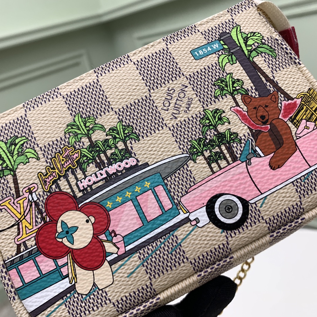 顶级原单】N60487👏👏此款 Mini Pochette Accessoires 手拿包描绘品牌吉祥物 Vivienne 畅游好莱坞大道,在 L 4