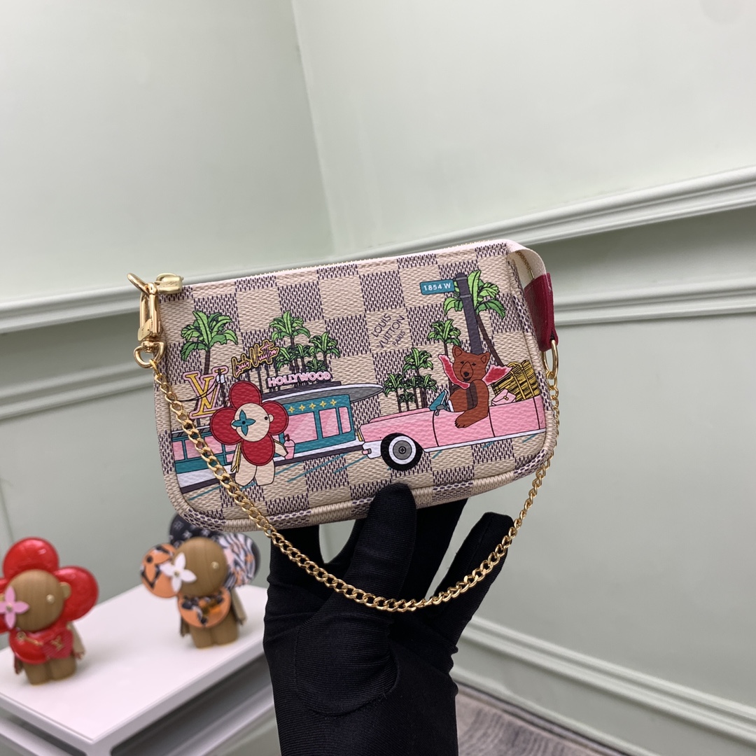 顶级原单】N60487👏👏此款 Mini Pochette Accessoires 手拿包描绘品牌吉祥物 Vivienne 畅游好莱坞大道,在 L 3