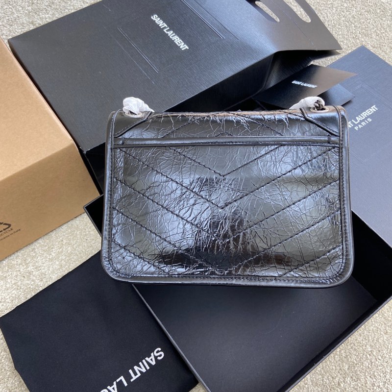 Saint Laurent 油蜡黑皮/古银 NIKI～22cm 爆裂纹 超多明星 同款