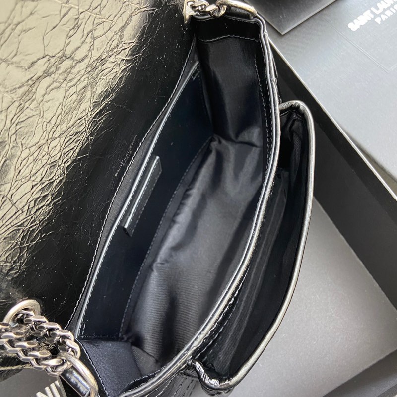 Saint Laurent 油蜡黑皮/古银 NIKI～22cm 爆裂纹 超多明星 同款