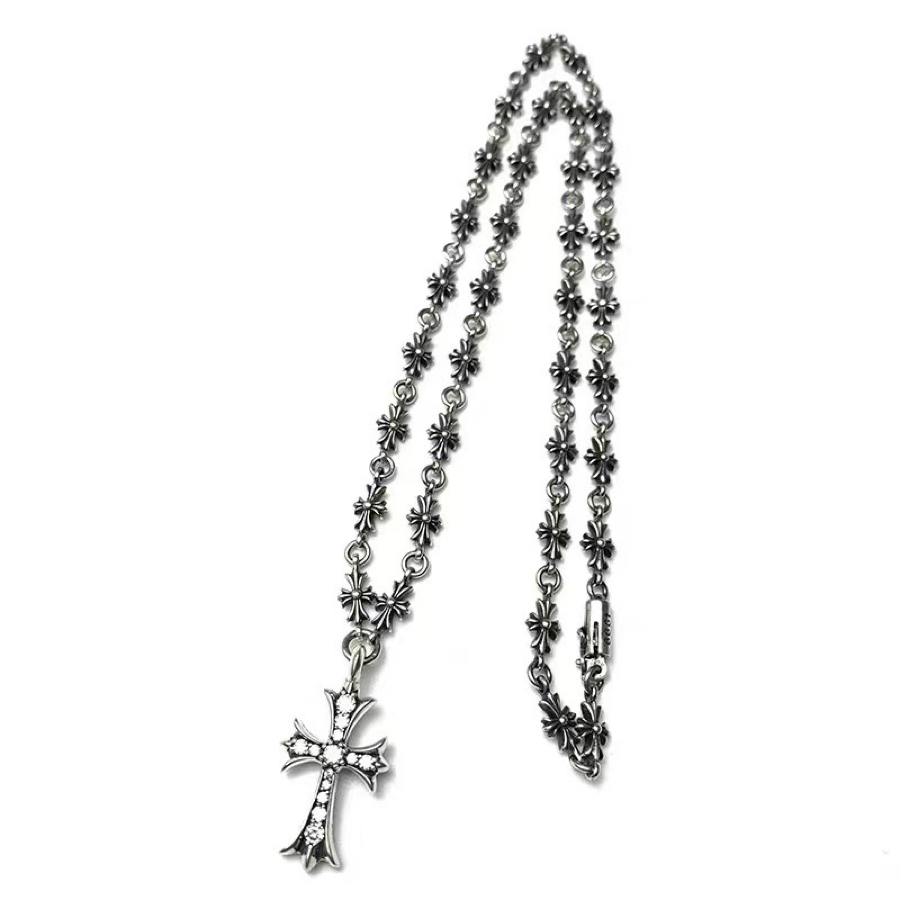 NO:664921,Chrome Hearts Luxury Cross Necklace with Diamonds, Purely Handmade Cross Flower Chain, Very Generous Match, Same Style for Many Internet Celebrities, Boutique Jewelry, Chrome Hearts, Necklace19860909克罗心豪华带钻十字架项链纯手工制作十字花链条很大气的搭配,众多网红明星的同款,饰品精品,chrome hearts,necklace,Jewelry