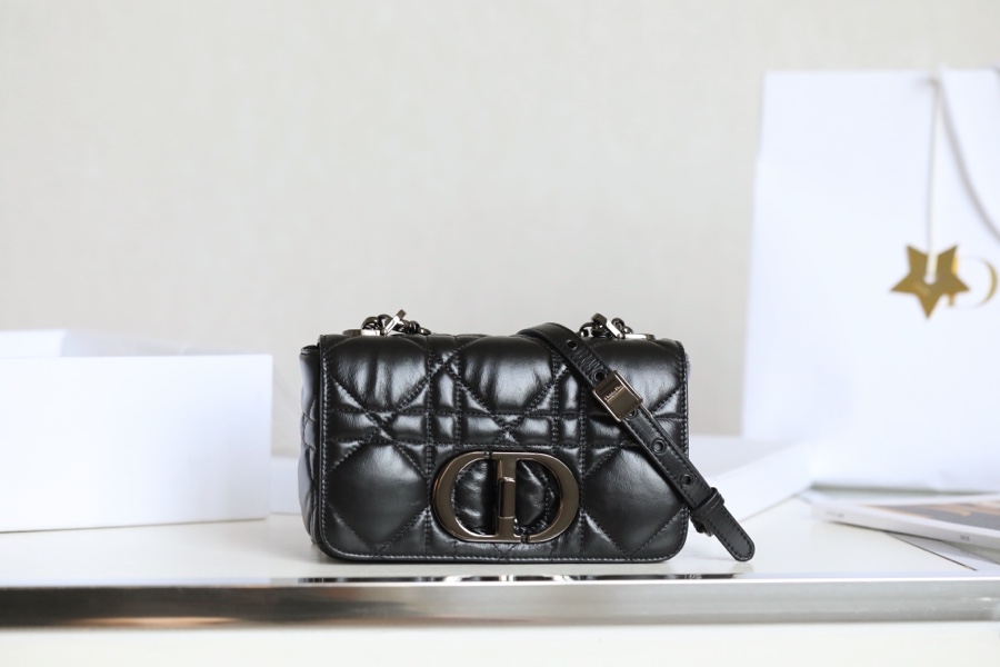 Dior Caro Bags Handbags Black Embroidery Cowhide Chains