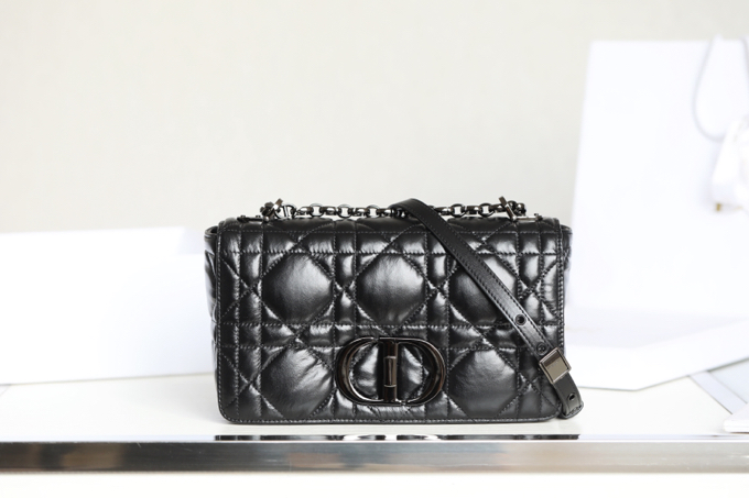 Dior Caro Bags Handbags Black Embroidery Cowhide Chains