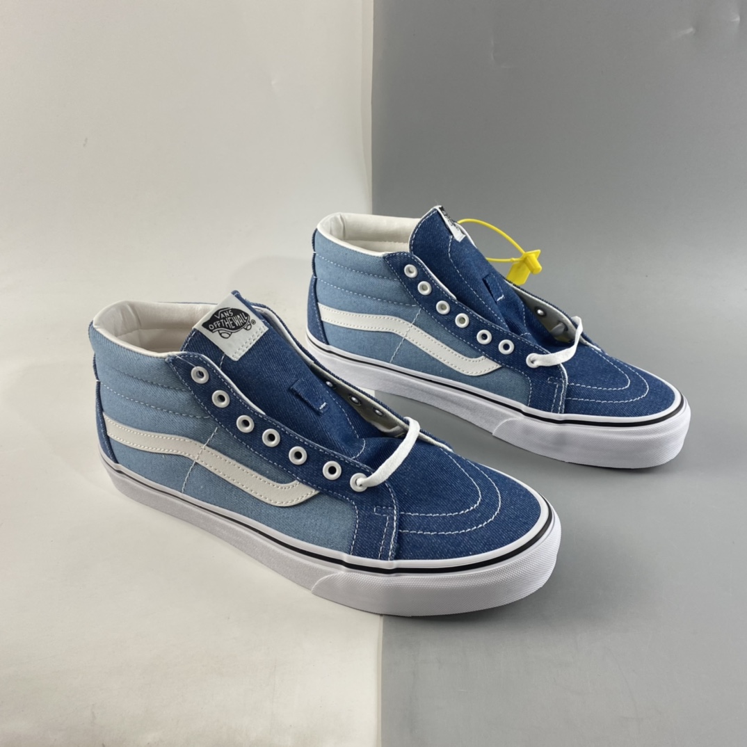 P160  Vans SK8-HI TAPERED 范斯官方水兵月蓝侧边条纹复古高帮帆布鞋 VN0A3MV8Q691