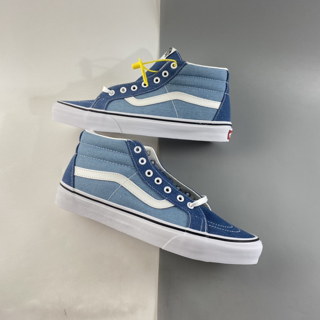 P160  Vans SK8-HI TAPERED 范斯官方水兵月蓝侧边条纹复古高帮帆布鞋 VN0A3MV8Q691
