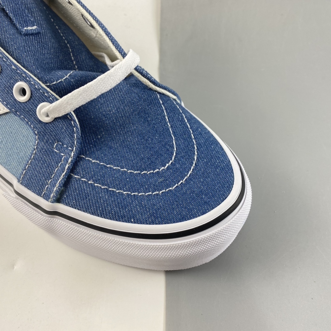 P160  Vans SK8-HI TAPERED 范斯官方水兵月蓝侧边条纹复古高帮帆布鞋 VN0A3MV8Q691