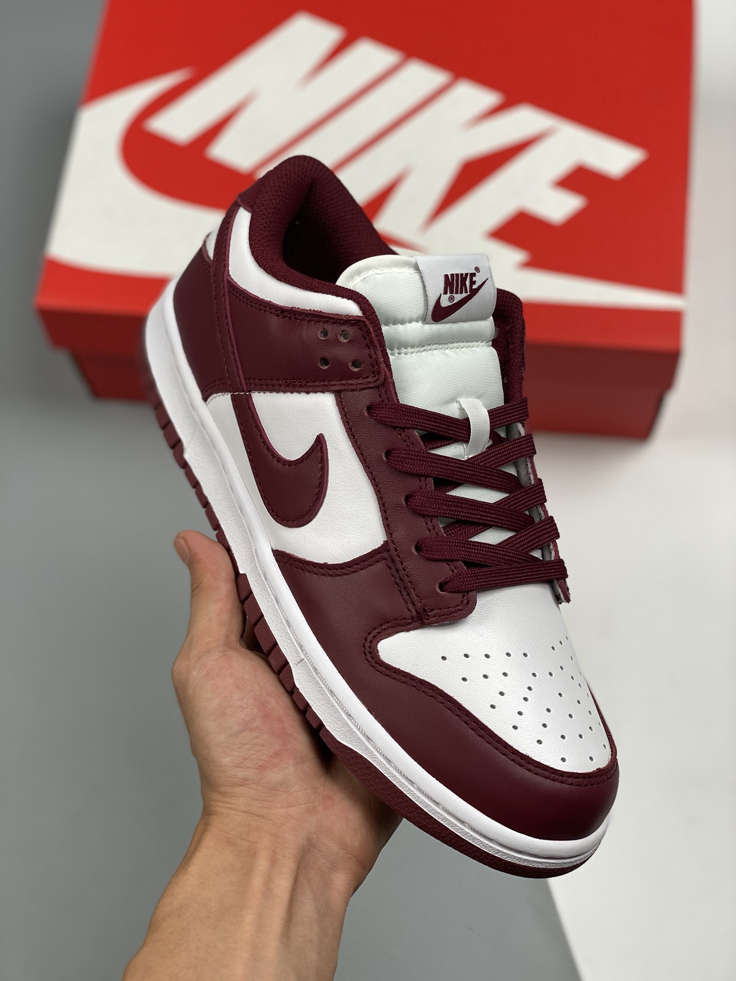 NK Dunk LOW vino tinto, material de primera capa original, molde exclusivo procesado por destilación, mejor experiencia…