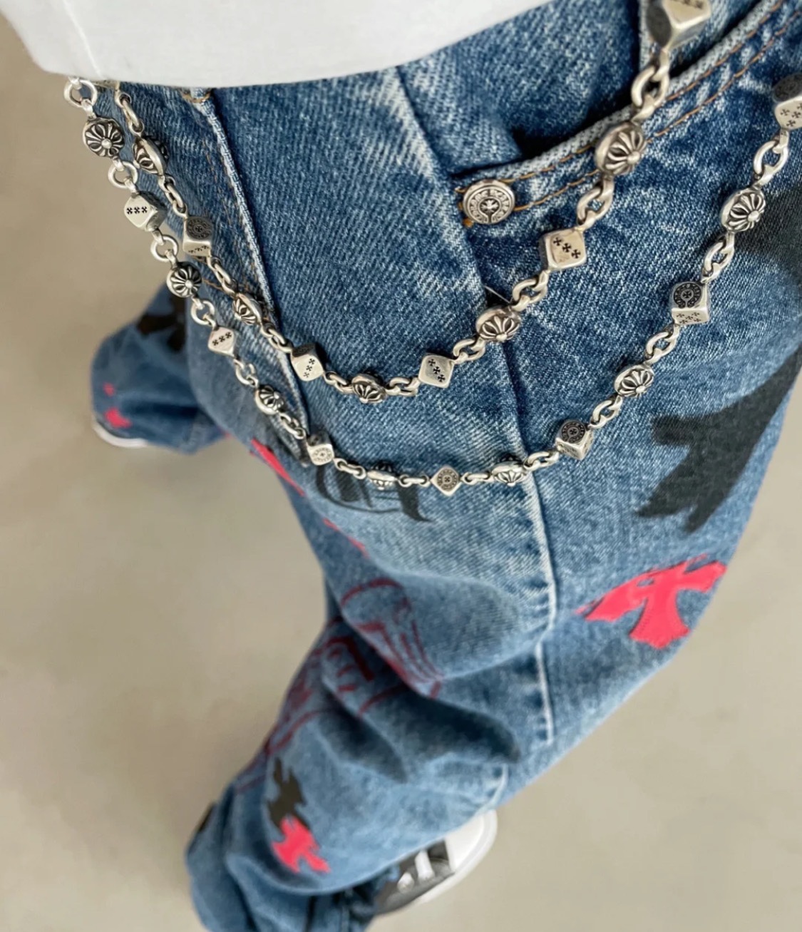 【克罗心 赌神裤链 包链 两用款】 克罗心骰子十字球裤链 包链