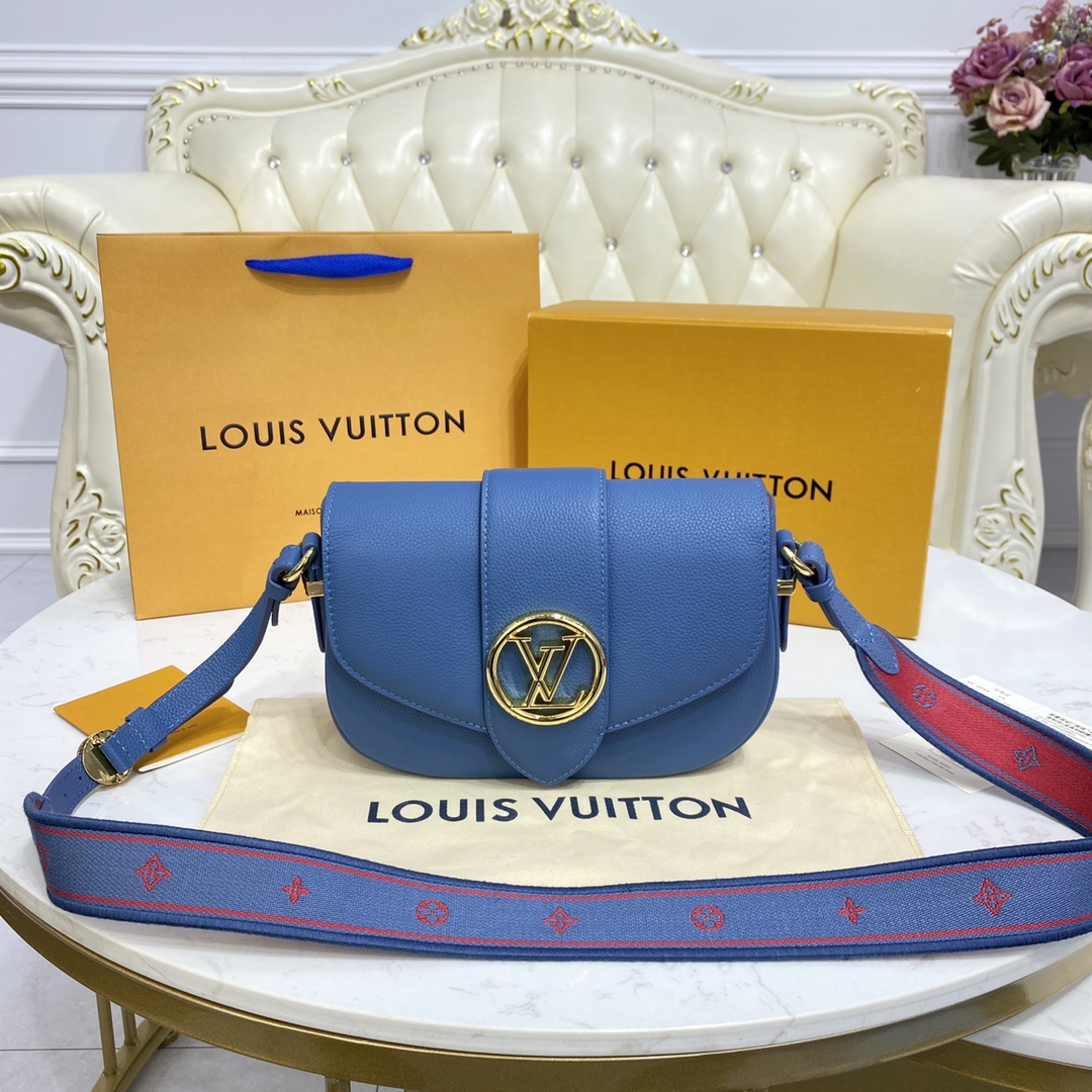 Louis Vuitton LV Pont Buy
 Handbags Messenger Bags Black Blue Caramel Grey Lychee Pattern Calfskin Cowhide M58967