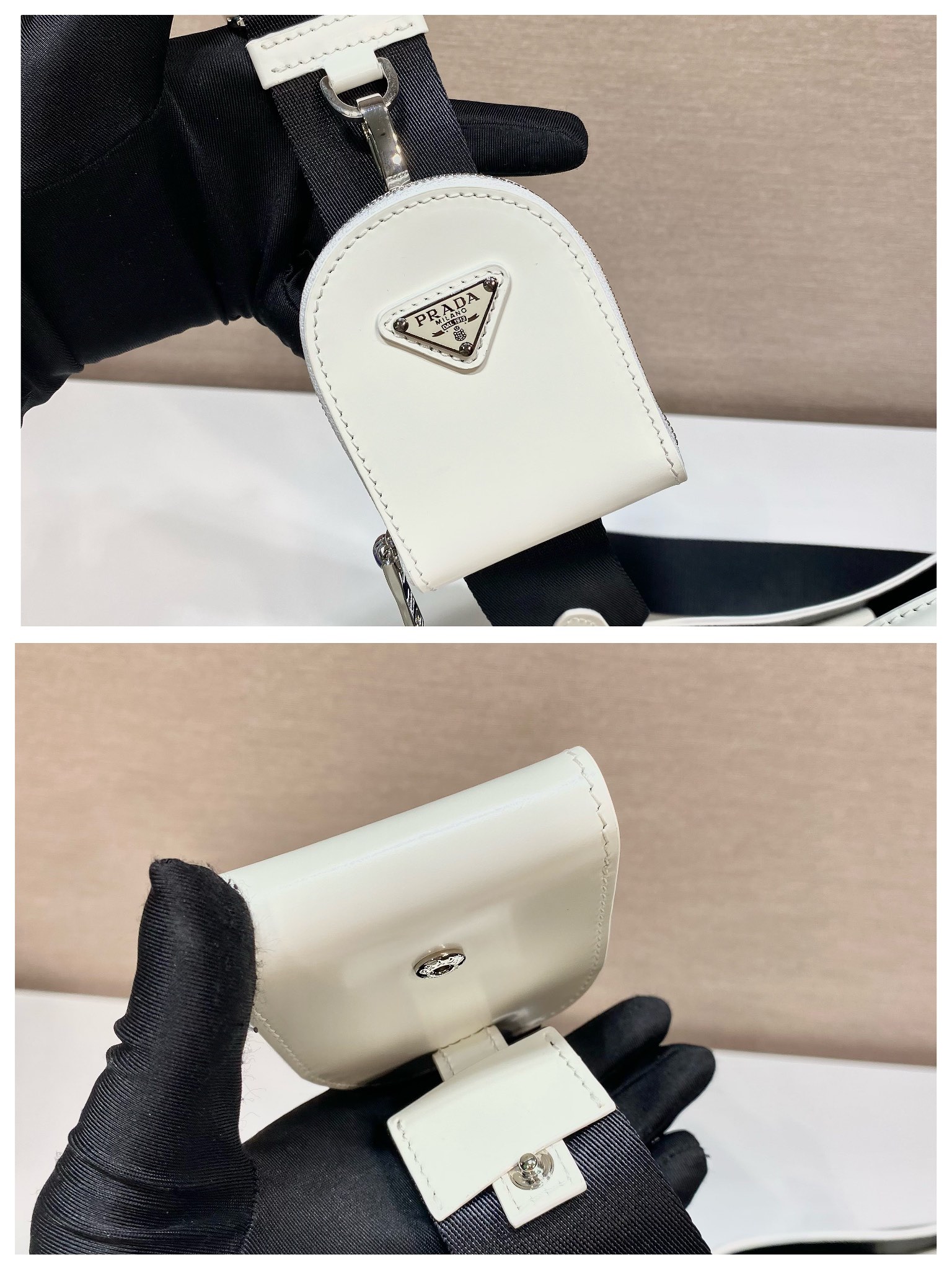 PRADA普拉达亮面皮革Panier手袋1BA212