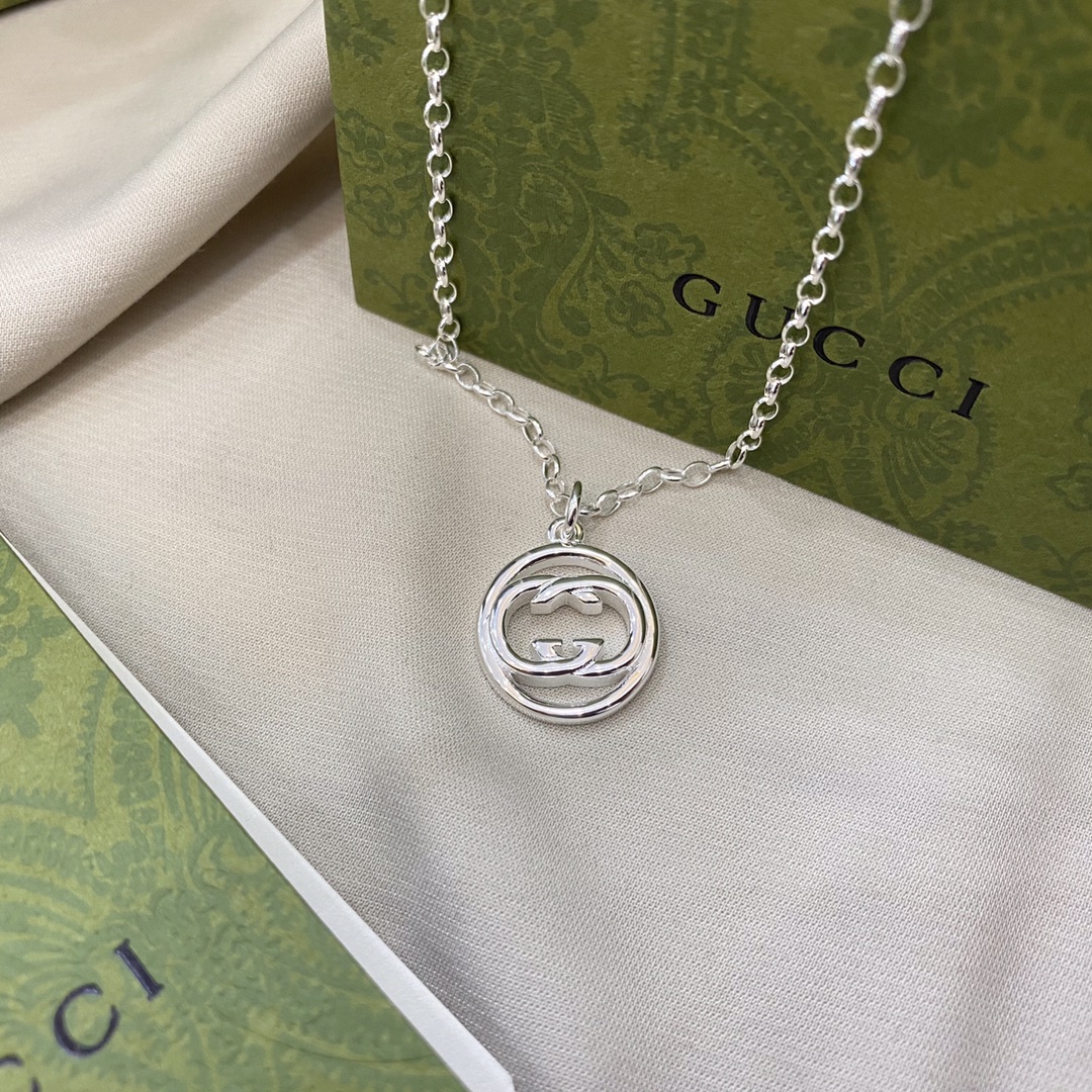NO:101656,P198 Gucci Gucci sterling silver double G necklace size 505cm number P0110, Gucci necklace, gucci, gucci, necklace, pure silver19860909P198Gucci古驰纯银双G项链 尺寸505cm编号P0110,古驰项链,gucci,gucci,necklace,pure silver,Jewelry