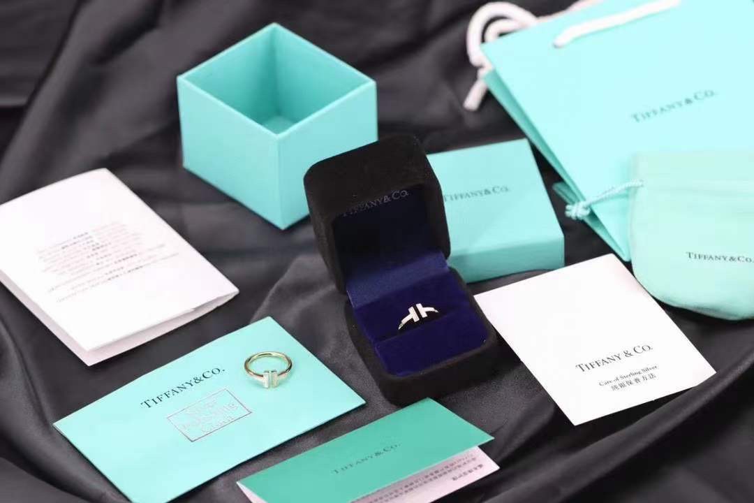 Tiffany & Co. Tiffany&Co. 蒂芙尼 纯银 白贝双T戒指
