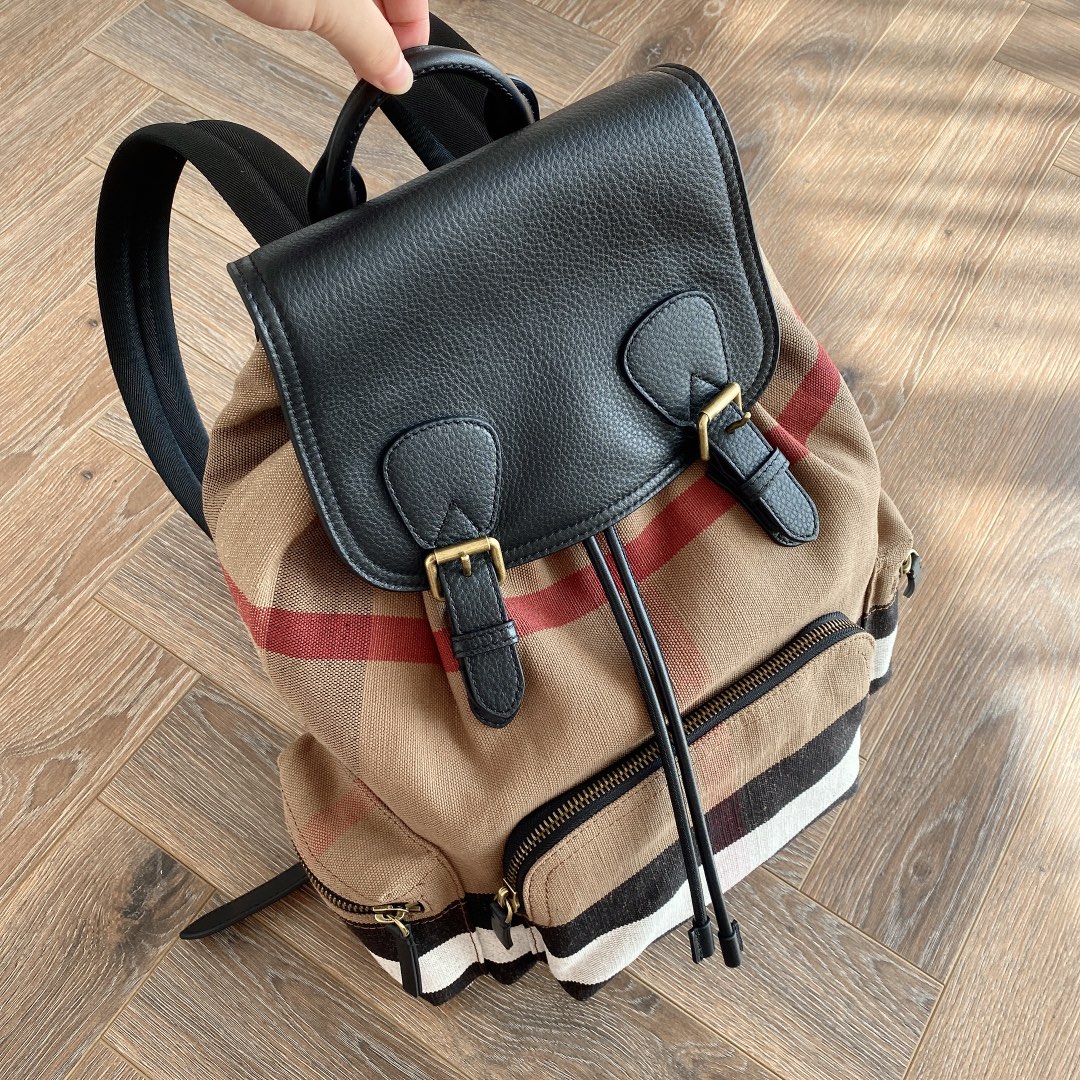 Leather-Trimmed Stripe Linen Backpack,Classic and Stylish Design 6 i1633936120 2259 4
