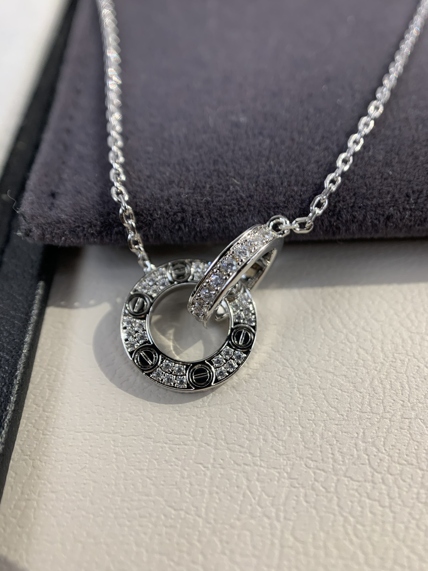 Cartier Collier à double anneau CNC gravé avec précision chaîne italienne sur mesure - qualité supérieure