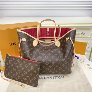 AAAA Customize Louis Vuitton LV Neverfull Online Bags Handbags Red Canvas Fabric Vintage M41177