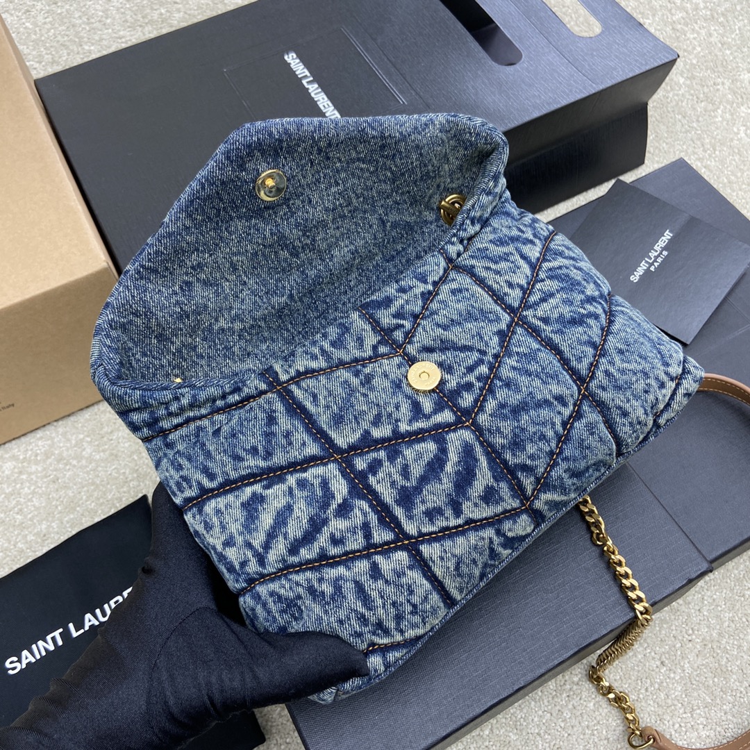 Saint Laurent Loulou Puffer Denim Quilted Small Bag with Gold Hardware 7 i1633955285 3824 5