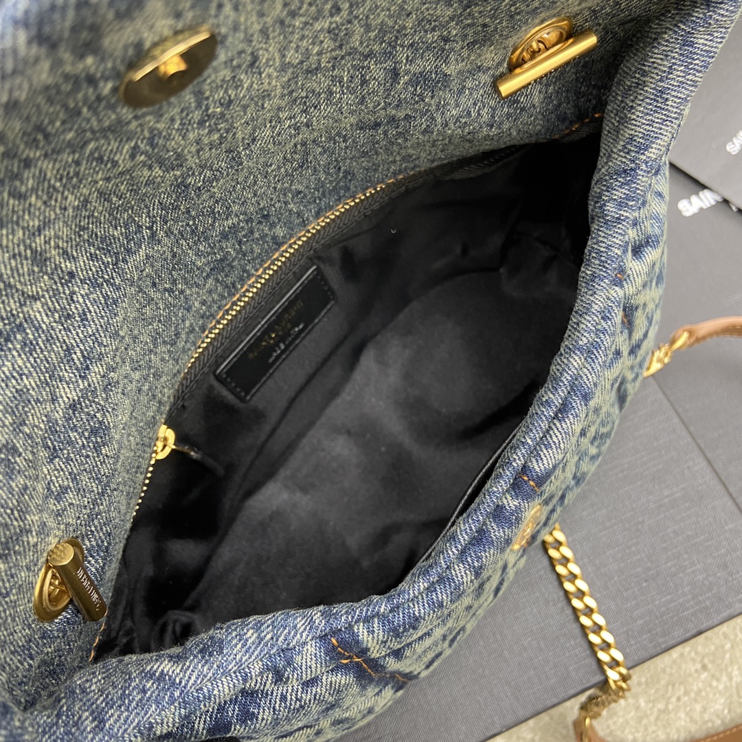 Saint Laurent Loulou Puffer Denim Quilted Small Bag with Gold Hardware 8 i1633955285 7673 6