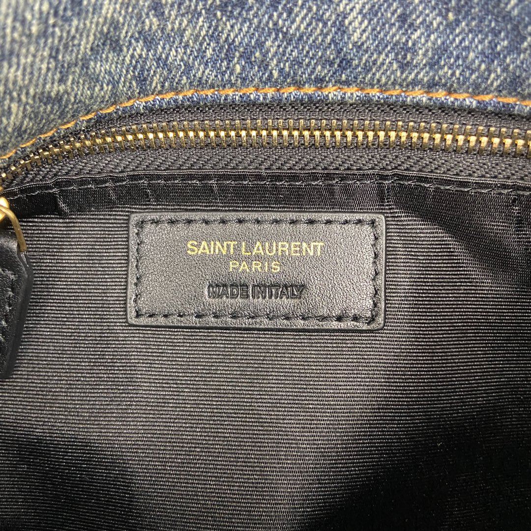 Saint Laurent Loulou Puffer Denim Quilted Small Bag with Gold Hardware 9 i1633955285 7996 7