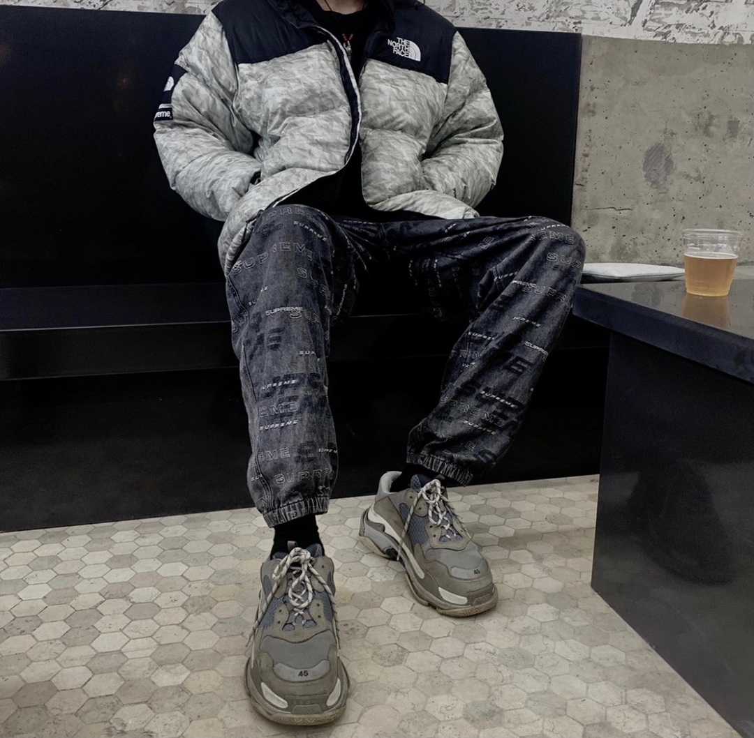 #The North Face & Supreme 19Fw皱纸羽绒服上身效果
