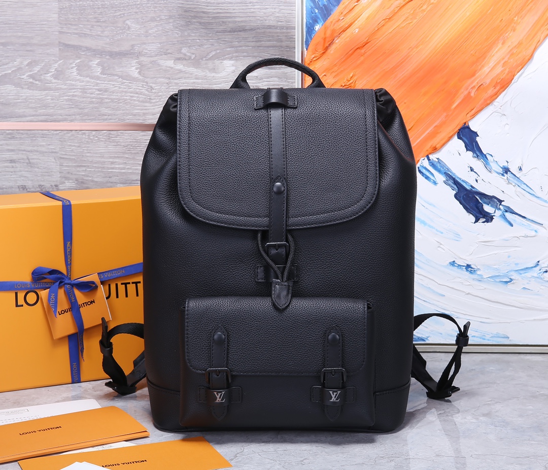 Louis Vuitton LV Christopher Bags Backpack Black Taurillon M58644